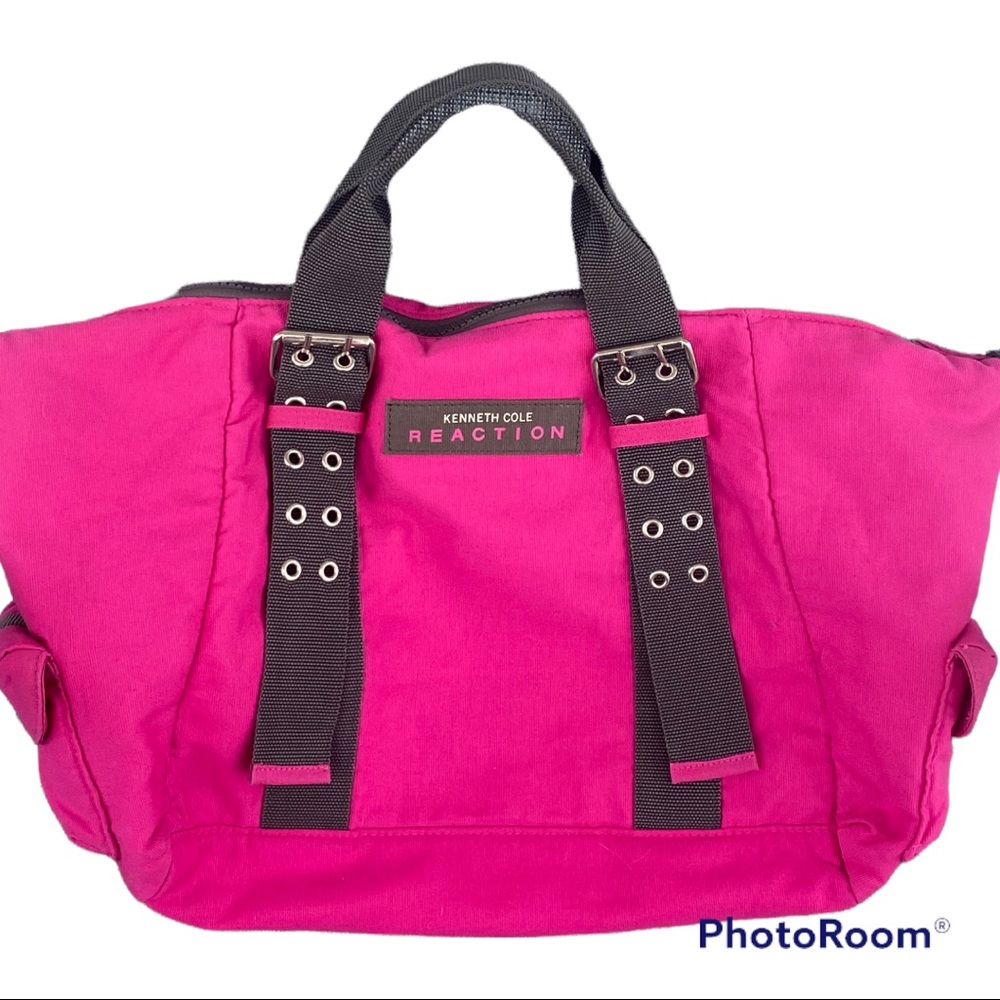 Retro 90s y2k Style Kenneth Cole Pink Buckle Strap Large Tote Carryall Bag EUC